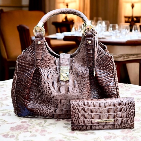 Brahmin Elisa Leather Shoulder Bag and Wallet, Nutmeg Ombre Melbourne. - Picture 1 of 11